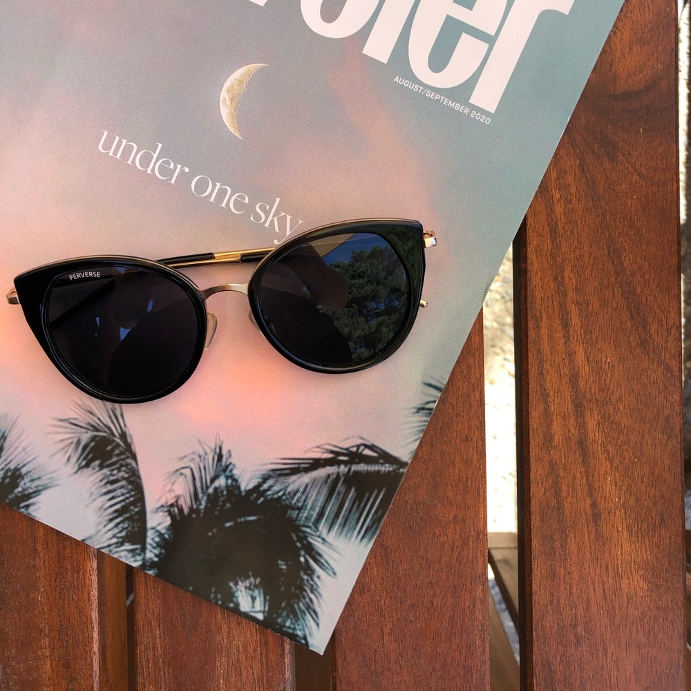 Perverse Oversized Cat Eye Gold Frame Sunglasses